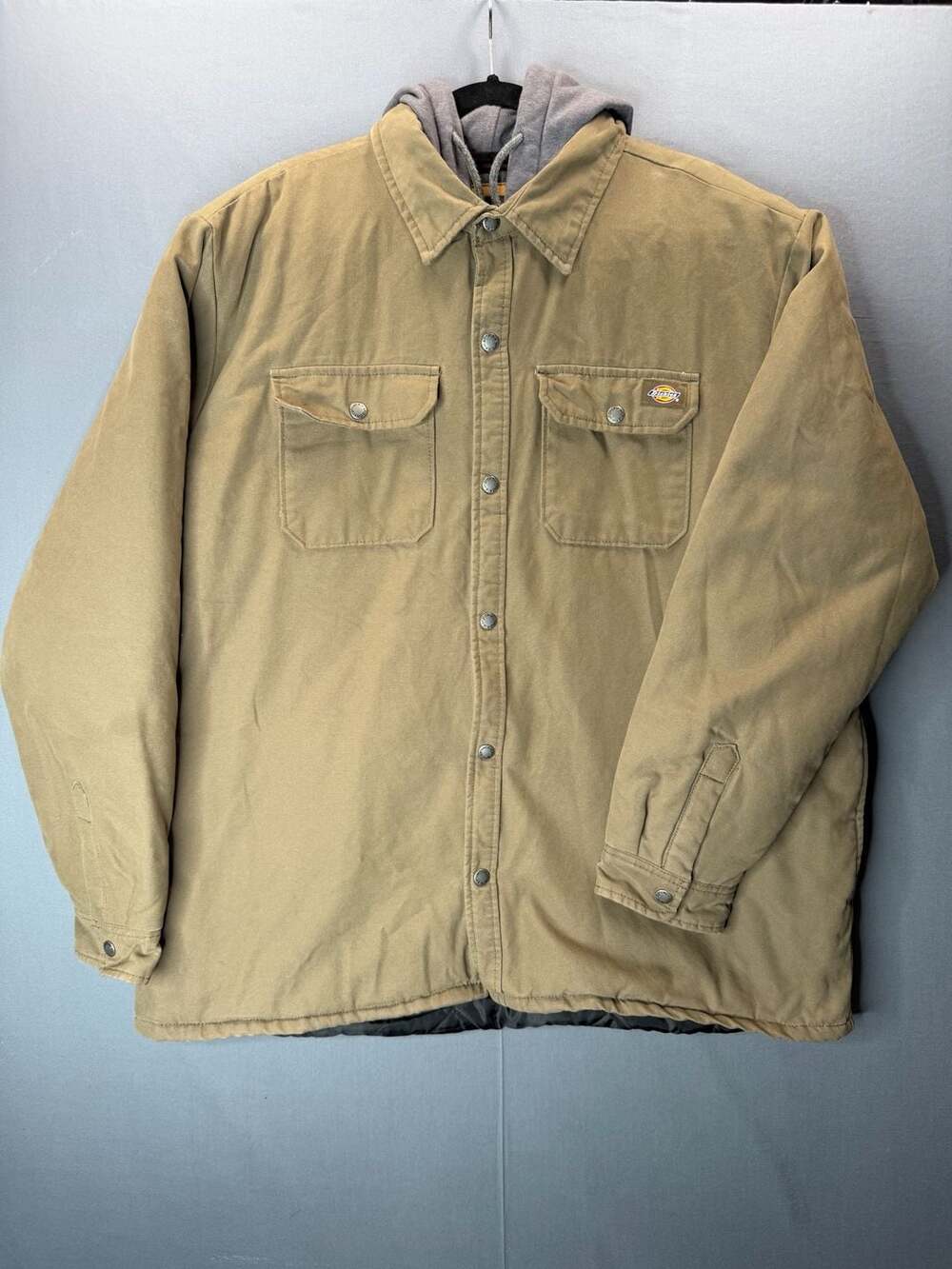 Vintage Dickies Brown Canvas Quilted Lined Hooded Work Jacket Men's Size 2XL
